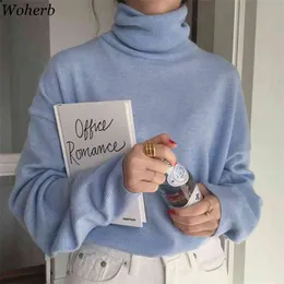 Turtleneck Pullovers Women Winter Autumn Sweater Korean Sweet OL Girl Knitted Tops Jumpers Female Ulzzang Daily Chic 210519