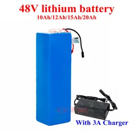 48V 10Ah 12Ah 15Ah 20Ah Lithium ion 18650 li-ion battery pack with bms 13S for 750w ebike electric bike bicycle kit+3A Charger