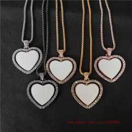 sublimation blank heart photo necklaces pendants hot transfer printing jewelry consumables factory price two sided new style
