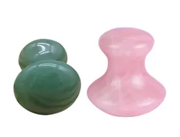 Partihandel Massage Stones Rocks Natural Rose Quartz Green Aventurine Mushroom Shape Gua Sha Guasha Scraping Tool Board för spa Avkopplande meditation