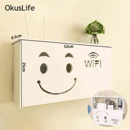 Office Wall-mounted Wood Wireless Wifi Router Storage Box Shelf Wall Hangings Bracket Cable 3 Sizes Home Decoration Rack