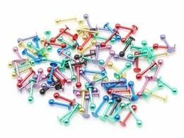 mix lot whole body piercing jewelry stainless steel color labret lip ring with ball 100pcs