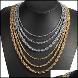 Other Fashion Aessories Stainls Steel Mens Womens Woven Chain Link, Gold And Sier Necklace, 18-22 Inch, 3 5 / 7Mm, Dknm178 Jewelry Asori Dro