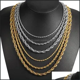 Inne mody Aessories Stainls Steel Mens Womens Woven Łańcuch Łańcuch, Gold and Sier Naszyjnik, 18-22 cali, 3 5/7 mm, DKNM178 Biżuteria Asori DRO