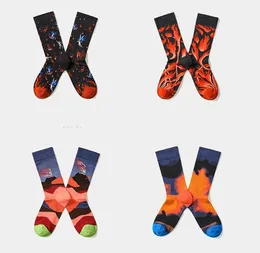 Yuppie Hip Hop Socks French Cotton Women Men Skateboard Street Personliga strumpor Mönster Devil Slate Flame Night Slabstone Volucanoes Midnight In Hell