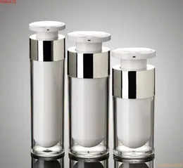 Hot Silver 15ml30ml 50ml Garrafa Airless Alta Qualidade Acrílico Bomba de Vácuo Garrafas Loção Usado para Cosméticos ContaGeoods