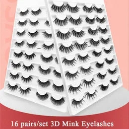 16 Pairs 3D Eyelashes Set Fluffy Mink Lashes Thick Natural Long False Eyelash Extension Makeup Tools