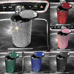 Bärbar Rhinestone Bilbil Auto Office Cigarette Ashtray Box Case Crystal Diamond Ny Ankomst Bilstyling Förvaring