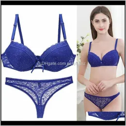 Bras Define entrega de gota de vestuário feminina 2021 Diamante Bra Thong G String Mulheres Underwear Set Push Up Lace Sexy Lingerie Bralette Lenceria Desso