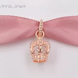 No color fade off Solid Rose Gold Noble Splendour with CZ Pandora Charms for Bracelets DIY Jewlery Making Loose Beads Silver Jewelry wholesale 781376