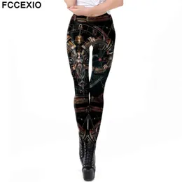 FCCEXIO Sexy Skinny Leggings Women Plus Size Clothing Mid-Waist Pants Winter Women's Pants 3D Punk Print Leggings For Girls 211117