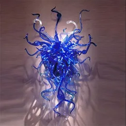 Modern Abstract Lamp OEM Mouth Blown Blue Glass Murano Flower Indoor Lighting Art Craft Beautiful Wall Lightings 24X32 Inches