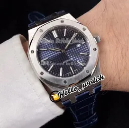 3a 41mm asiático 2813 relógio automático relógio azul textura dial caso de aço pulseira de couro safira relógios olá_watch