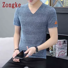 Zongke Summer Cotton T 셔츠 남성 짧은 소매 캐주얼 탑 패션 남성 재미있는 T 셔츠 브랜드 의류 M-5XL 210706