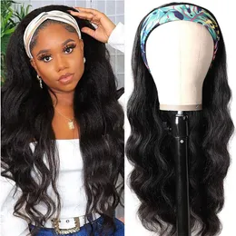 Body Wave Headband Human Hair Wigs for Black Women Glueless None Lace Front Wigs Machine Made Headband Wigs 150% Density