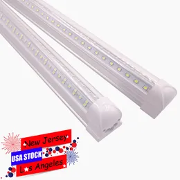 LED Shop Light Integrated T8 Tube Lights Fixture 8ft 6ft 5ft 4ft 3ft 2ft Tubes Lighting 6000K-6500K White Plug And Play Linkable V Shaped