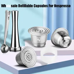 Para a cápsula recarregável de Nespresso Pod Filtro de café com anel de dosagem Tamper Nespresso Capsule Reutilisable 210712