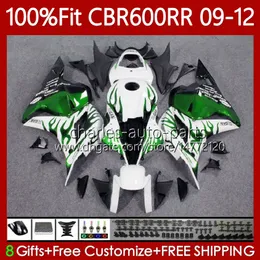 OEM KAYWORK FÖR HONDA CBR600 CBR 600 F5 RR CC 2009-2012 Body 69NO.125 CBR 600RR 600F5 2009 2010 2011 2012 600CC CBR600RR 09 10 11 12 Injektion Grön flammor Mould Fairing