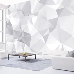 Anpassad foto 3D Wall Murals White Grey Geometric Modern Living Room TV Bakgrund Wallpaper Home Decor Waterproof