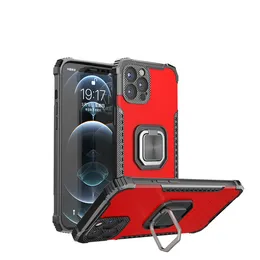För iPhone 12 Pro Max 11 Fodral Mobiltillbehör Telefonväska TPU PC 2 i 1 bil Magnetisk konsol Ring Skyddskåpa