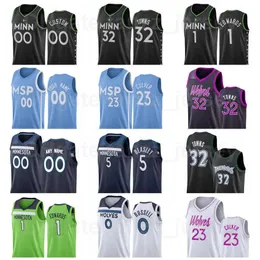 Siebdruckbasketball Anthony Edwards Jersey 1 Karl Städte 32 Malik Beasley 5 D Angelo Russell 0 Jarrett Culver 23 Ausgabe