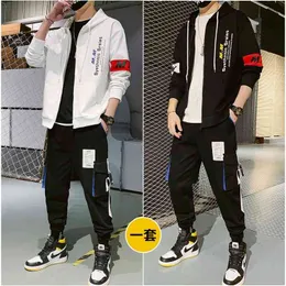 2021 spring and autumn sports leisure suit men's new trend fashion Hoodie casual pants two piece