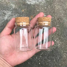 80ml glasflaskor med kork Små transparenta mini tomma glasflaskor burkar Container Klar mat Botles miljövänliga 12st / parti 210331