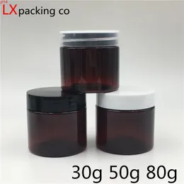 50 stks 30 80g Bruin Plastic Pot Flessen jar Gouden Zilveren Schroef Deksel Crème Pommade Pil Bad Verpakking Bottlesgood aantal