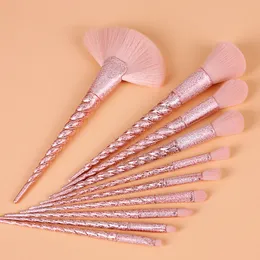 Nya Glitter Frosted Unicorn Makeup Brushes Set Pulver Foundation Blusher Eyeshadow Blandning Ögonbryn Borste för ansikts ögon smink