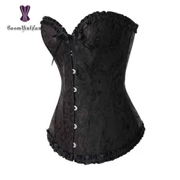 NXY SEXY SET Vintage Sexiga Kvinnor Underkläder Lace Trimmed Corselet Steel Boned Ovetbust Corset Pläterade Korsetter och Bustiers Storlek S-XXL 8101 # 1203