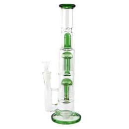 15 인치 Glass Bong Hookah 흡연 물관 6 나무 오염기 확산 된 Shisha 필터 비이커 Bubber w/ Ice Catcher Bongs Hookahs