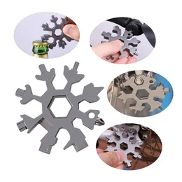 18 In 1 Snowflake Multi Pocket Tool Keychain Spanner Hex Wrench Multifunction Screwdriver Camp Survive Outdoor Hike Key Chain