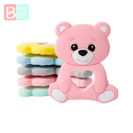 10 pçs / 5 pcs urso de silicone cartoon carrinho de criança bebê teether bebê bebê colar BPA Free Food Baby Teether 220211