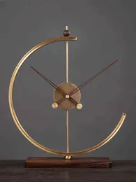 Nordic Modern Table Clock Copper Lyx Creative Vardagsrum Enkel Office Desktop Clock Reloj de Mesa Heminredning Klocka Da60zz 211112