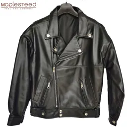 Maplesteed Women Genuine Leather Jacket Soft 100% Natural Sheepskin Drop-Shoudler Loose OVERSIZE Bust 110-126cm M487 211007