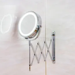 Mirrors Bath Led Makeup Mirror 6 Inch 1X/5X Arm Magnification Wall Mounted Adjustable Cosmetic Dual Extend 2-Face