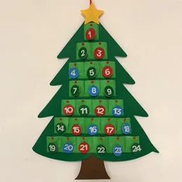 DIY sentiu o calendário do advento da árvore de Natal ajustado com ornamento para as crianças presentes do Xmas da porta do ano que pendura decorações 211105