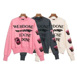 We11 Couple Multi Color Chocolate Letter Printed Veet Round Neck Sweater in Autumn and Winter