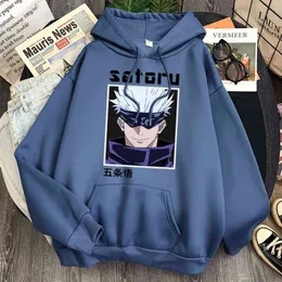 Jujutsu Kaisen Anime Print Fashion Hoodies Harajuku Gojo Satoru Cartoon Loose Sweatshirts Hoody 2021 Male Spring Streetwear Top H1227