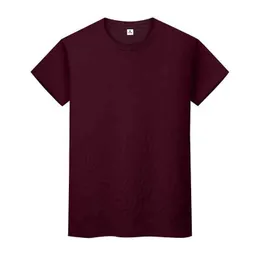 Männer und Frauen Rundhals einfarbig T-Shirt Sommer Baumwolle Boden Kurzarm Halbarm 1GB38i