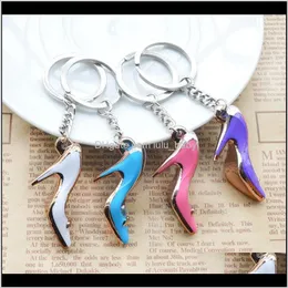Keychains Fashion Accessories Drop Delivery 2021 High Heels Women Bag Charms Keychain Purse Pendant Cars Holder Mini Shoe Key Ring Buckle Han