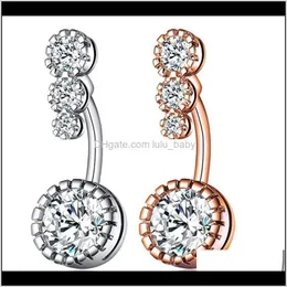 Bell Drop Lieferung 2021 Diamant baumeln Bars Knopf Bauch Kristall Körperschmuck Nabel Piercing Ringe Blumenform Anhänger Nsdyx