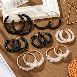 Fashion Korean Statement Crystal Big Hoop Women Bohemian Gold Color Round Large Earrings 2021 Trend Jewelry