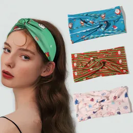 Women Print Headband Headbands Bulk Cross Knot Head Band Elastic Hair Bands Twisted Knotted Wraps Girls Woman Headwear Christmas Accessories