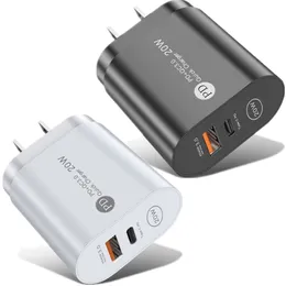 12W 2.4A Dual Ports PD Typ C Wall Charger USB C Power Adapters för iPad iPhone 12 11 13 14 15 Samsung Huawei Android Phone PC med detaljhandelslådan