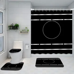 디자이너 인쇄 비 슬립 매트 홈 방수 샤워 커튼 화장실 커버 매트 욕실 4 피스 세트