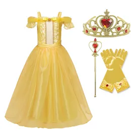 Kids Clothing Cosplay Princess Costume Children Fancy Christening Dresses Purple Navy Yellow