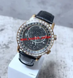 SJF Master Luxury mens moon watches 44mm starry sky 6104 6104R diamond bezel leather strap mechanical automatic movement sapphire luminous sport wristwatches