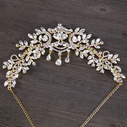 Trendy Boho Bridal Forehead Włosów Rhinestone Biżuteria Do Włosów Dla Wesele Złoty Kolor Kryształowy Łańcuch Style Włosów Biżuteria X0625