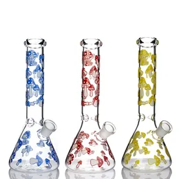 2021 Mushroom Beaker Bong hookah 5mm thick 10 inch GLOW IN THE DARK glass water pipe oil rig dab big recycler